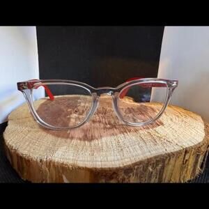 Ray-Ban Clear Frame Glasses with Red Temples RB1601